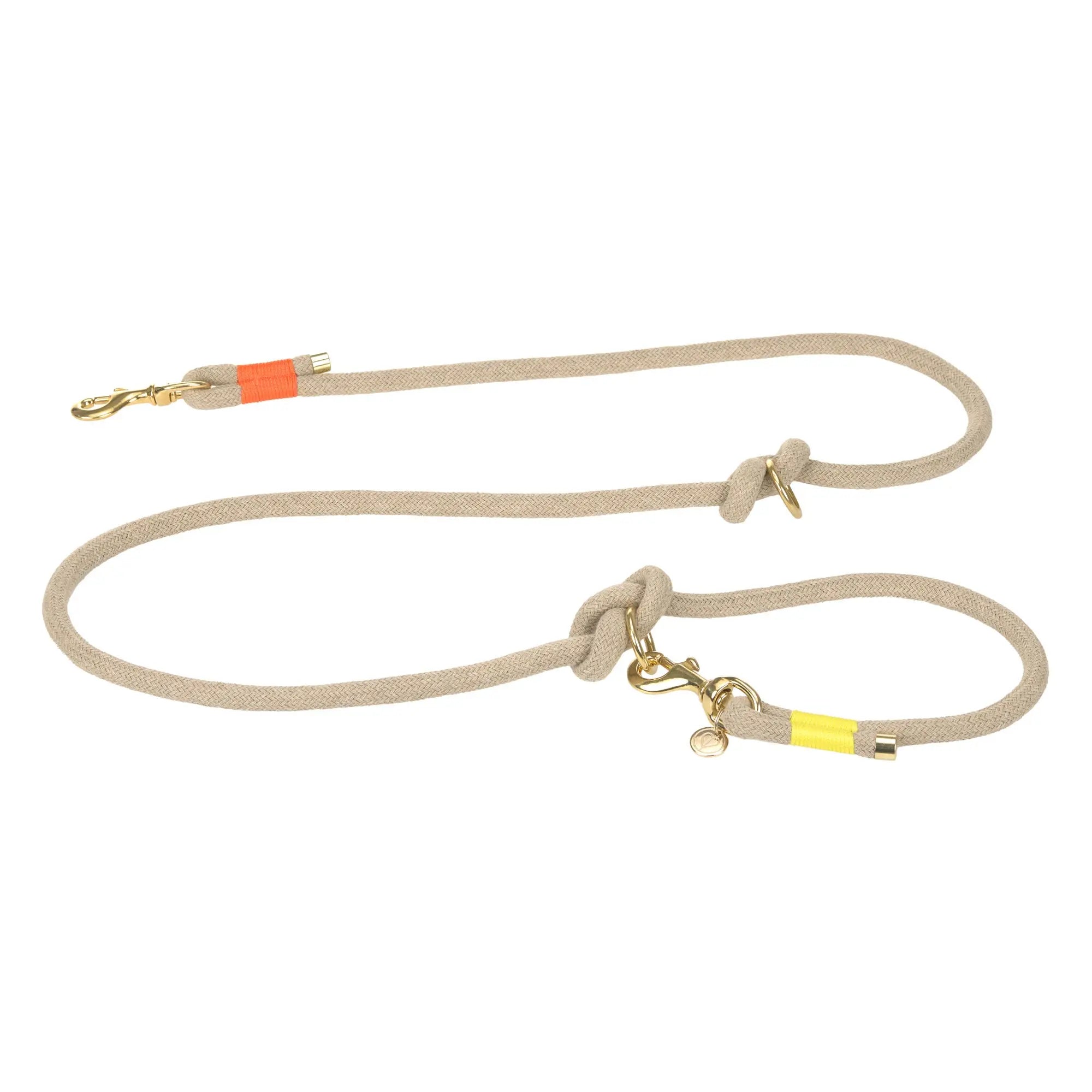 Braided dog leash - Mila, Natural Neon Orange