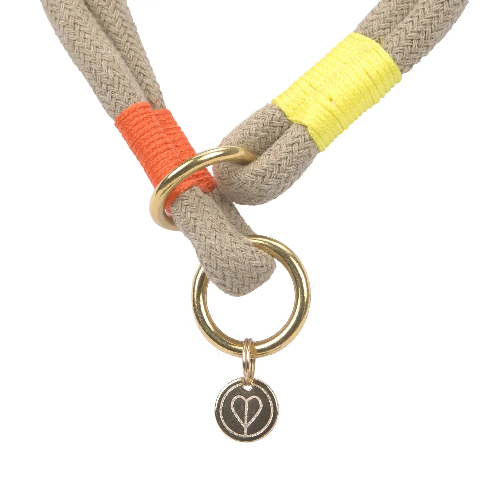 Collier tressé pour chien - Mila, orange fluo naturel