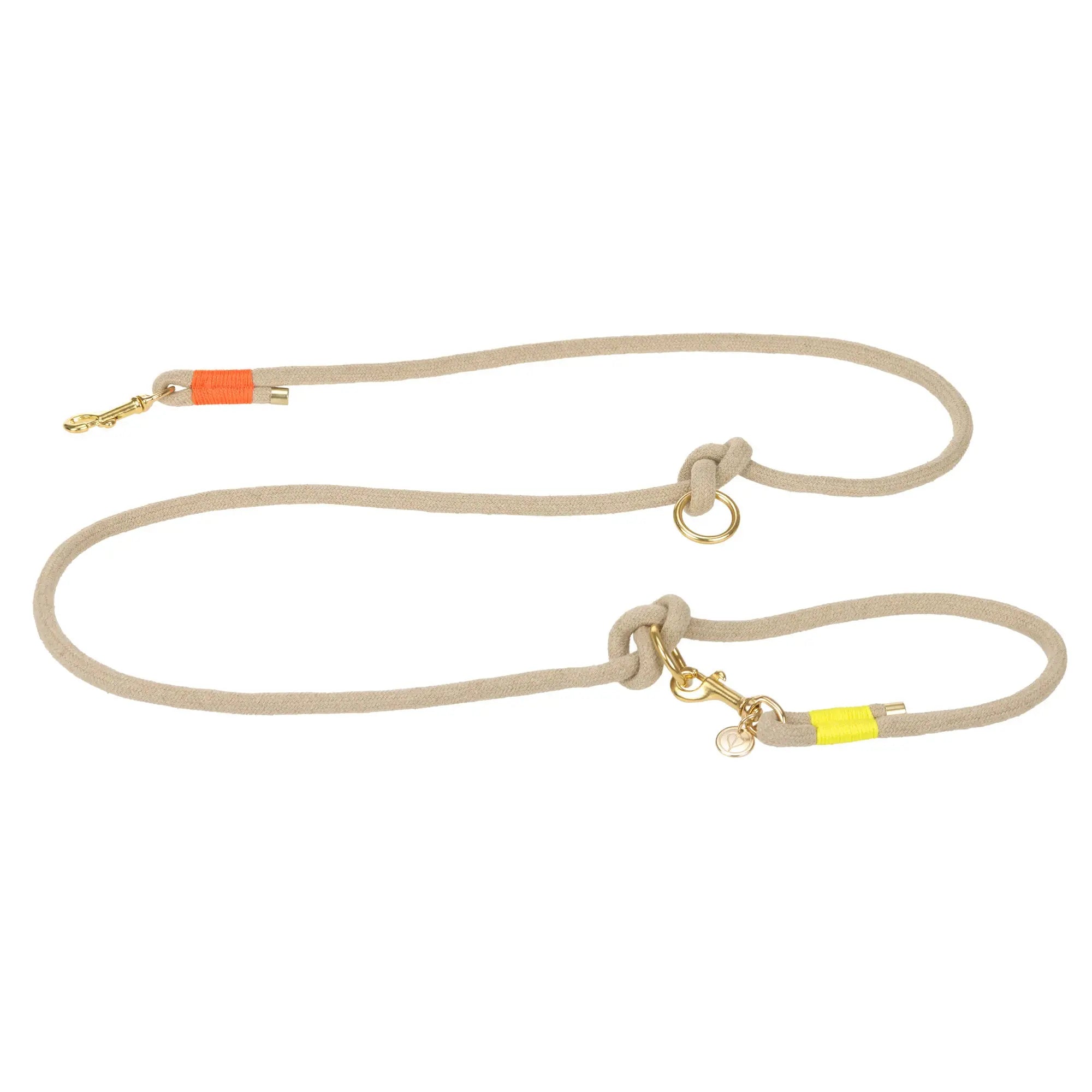Dog leash Slim - Mila, natural neon orange