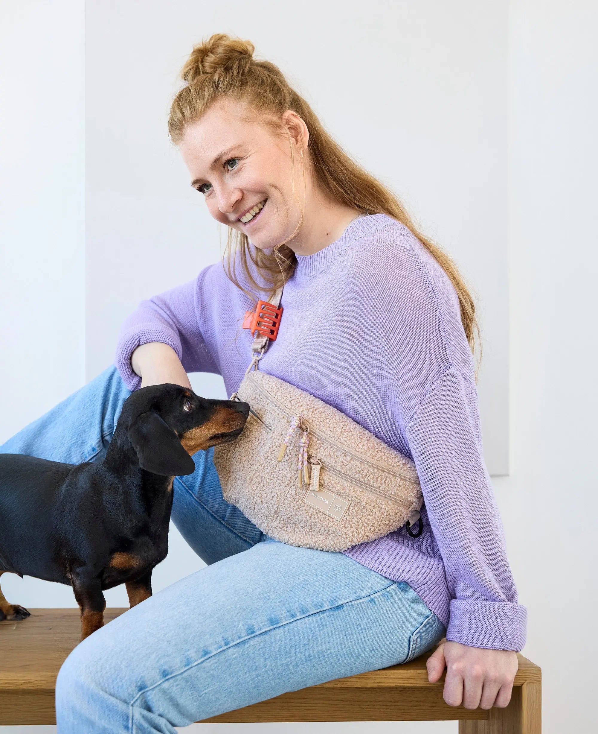 Palopa Dog Bum Bag Emma Teddy-Fleece beige Lässig