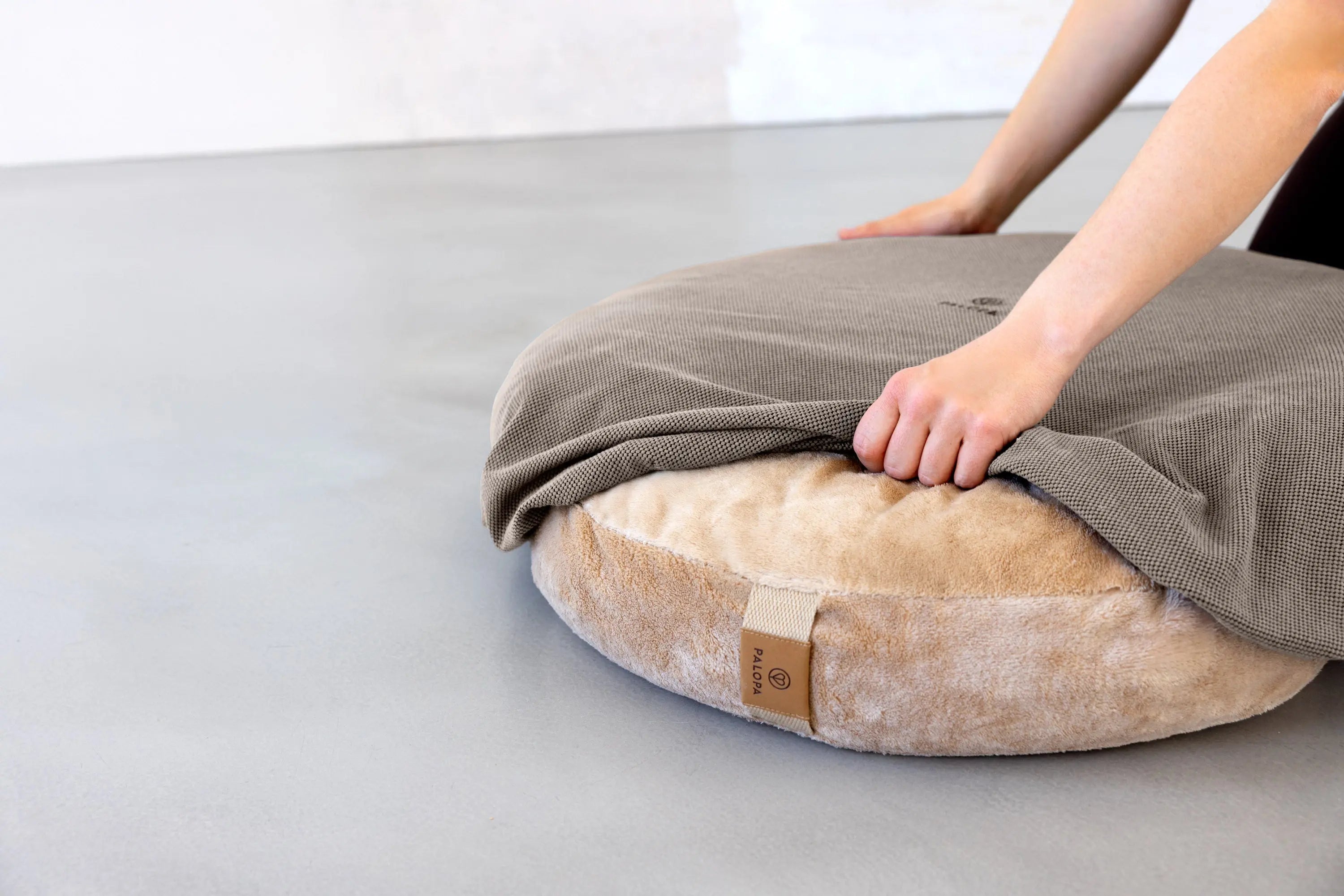 Hundebett Rund Bezug - Donut Fippa, Taupe