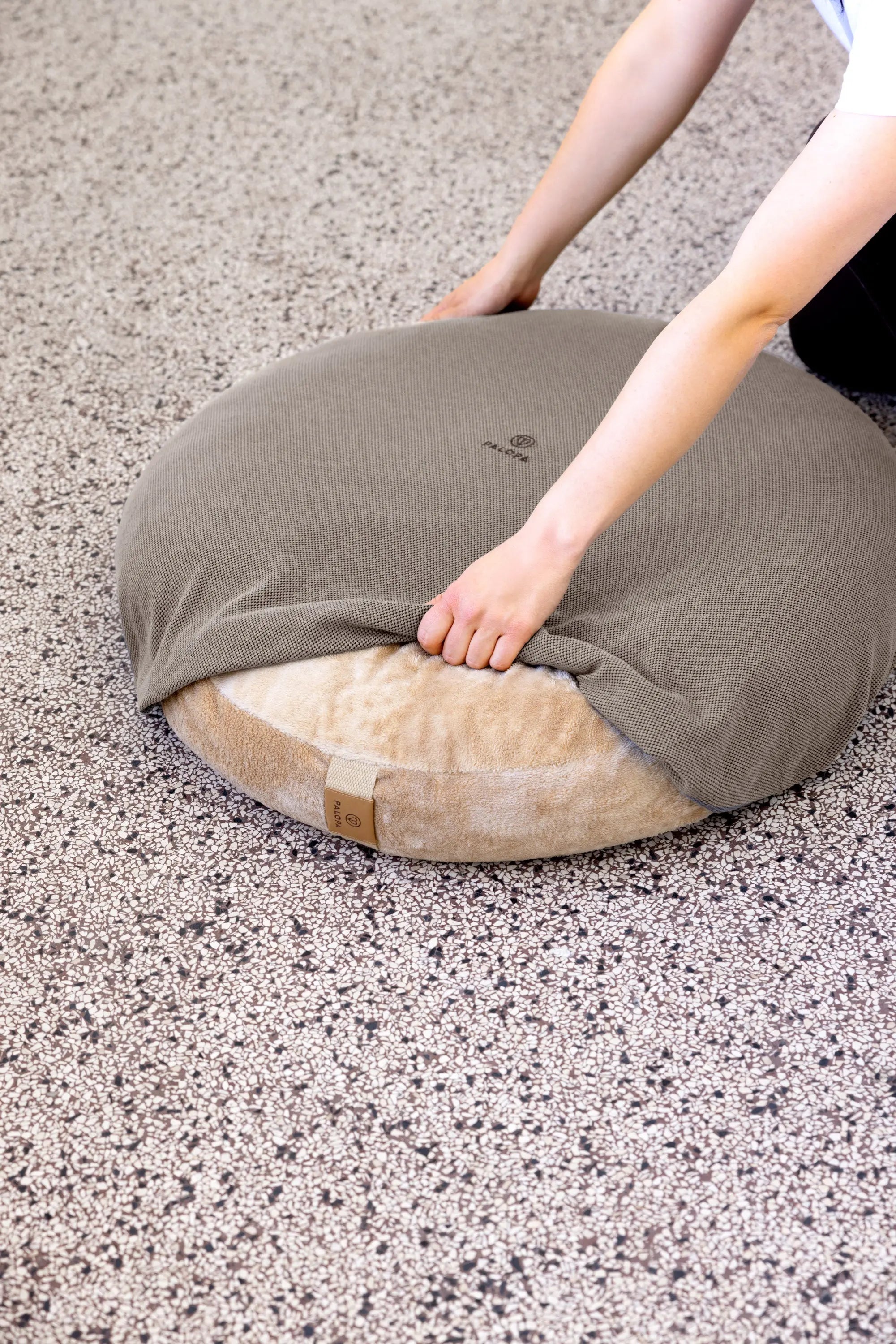 Hundebett Rund Bezug - Donut Fippa, Taupe