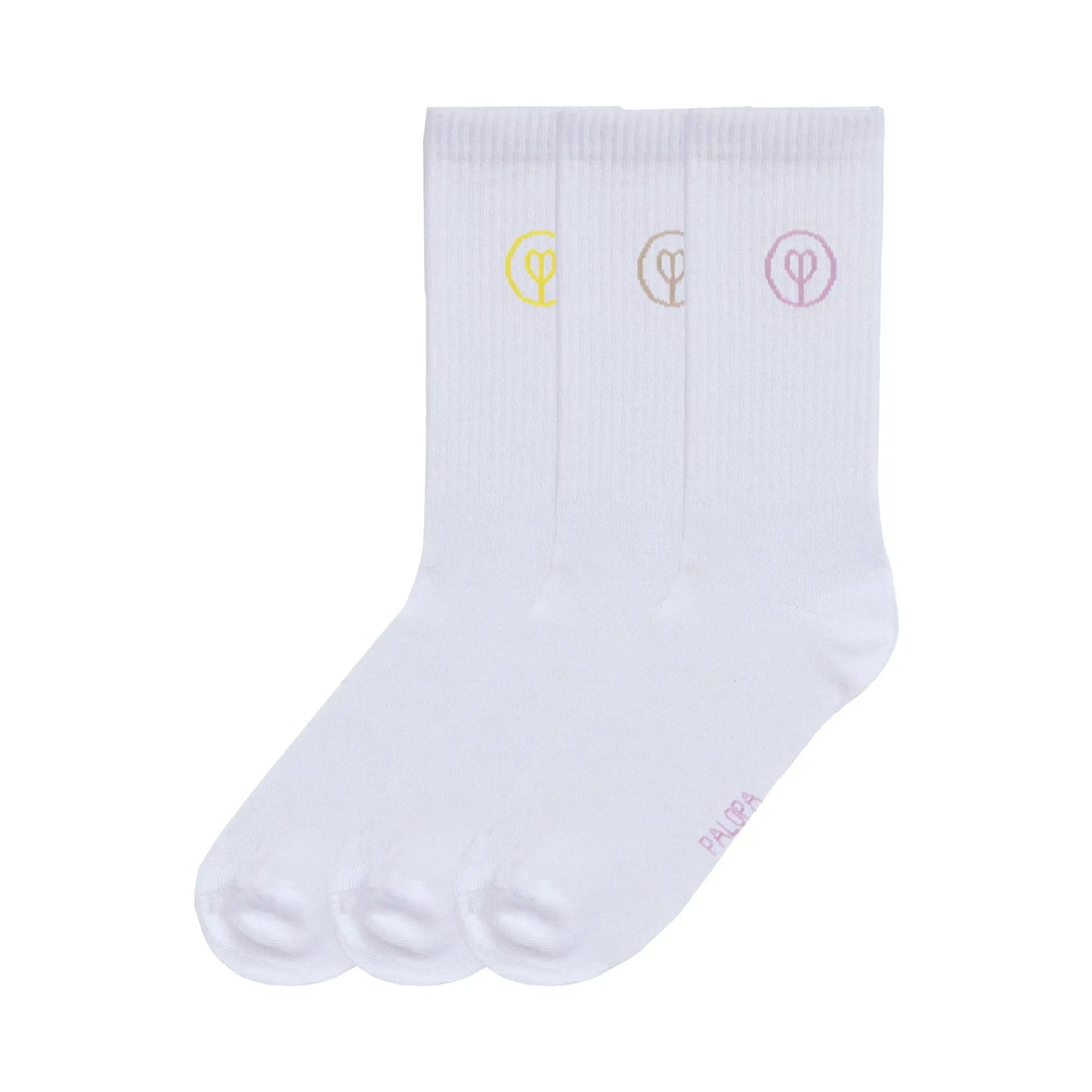 PALOPA Tennis Socken 3er Set - Logo, Lemon Brown Orchid
