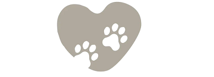 Icon - Braunes Herz mit zwei kleinen Hundepfotenabdrücken darin.